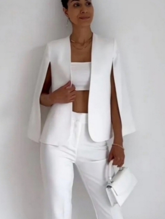 Zara Jackets & Blazers - ZARA CAPE BLAZER WHITE SIZE L